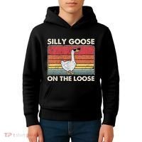 Silly Goose On The Loose Funny Silly Goose University Kids Hoodie thumb 4