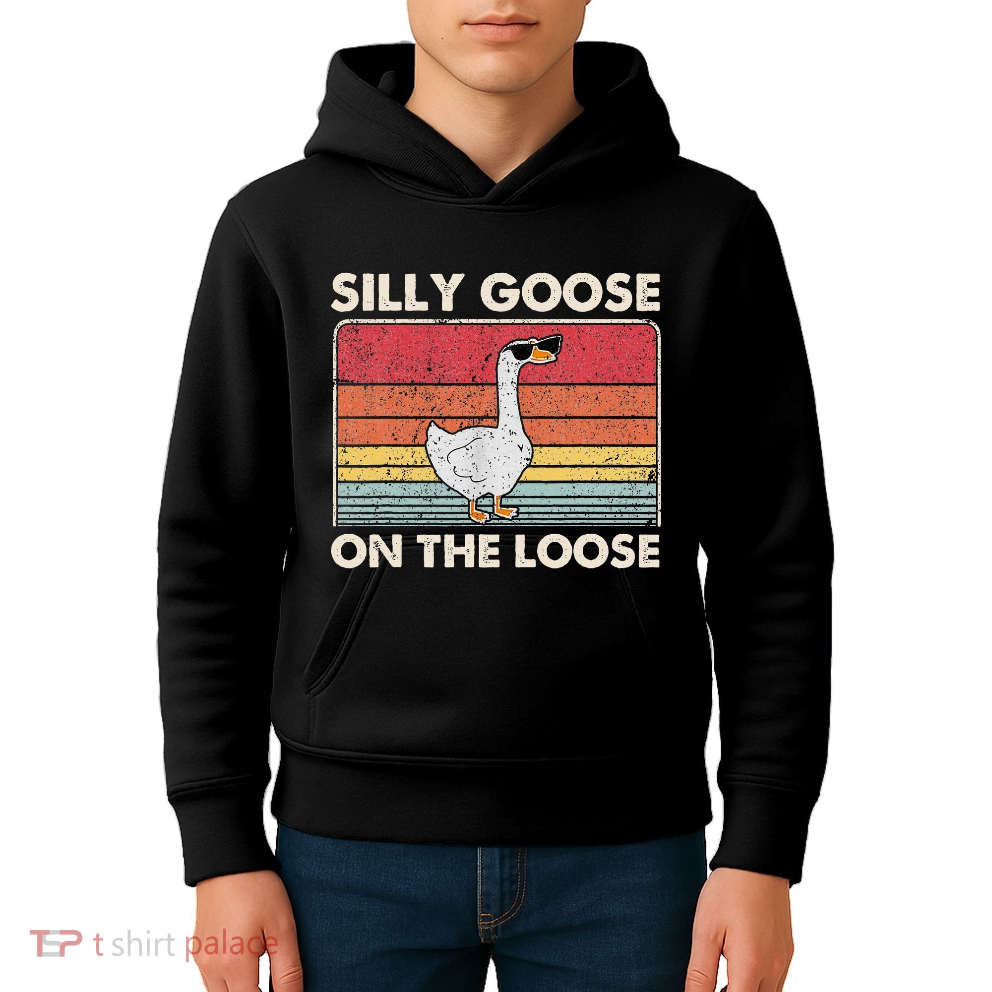 Silly Goose On The Loose Funny Silly Goose University Kids Hoodie