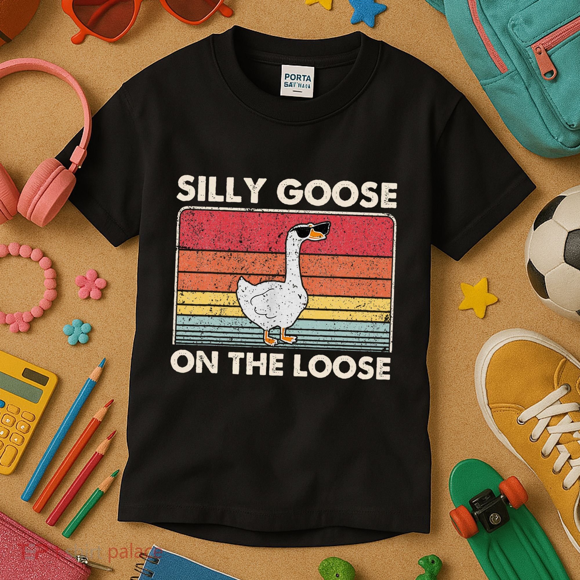 Silly Goose On The Loose Funny Silly Goose University Kids T-Shirt