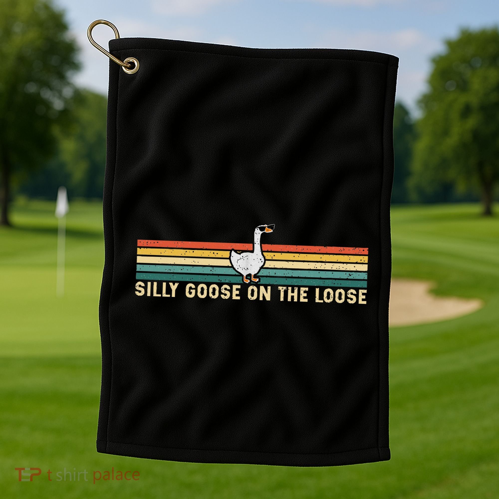 Silly Goose On The Loose Funny Silly Goose University Golf Towel
