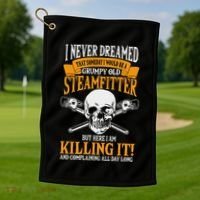 Steamfitter Grumpy Old Pipefitter Tradesman Plumber Pipe Golf Towel thumb 1