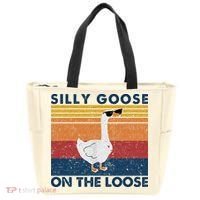 Silly Goose On The Loose Funny Saying Goose Funny Tote Bag thumb 0