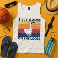 Silly Goose On The Loose Funny Saying Goose Funny Tank Top thumb 4