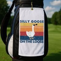 Silly Goose On The Loose Funny Saying Goose Funny Golf Towel thumb 2