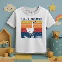Silly Goose On The Loose Funny Saying Goose Funny Toddler T-Shirt thumb 3