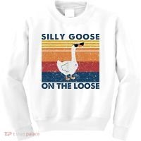 Silly Goose On The Loose Funny Saying Goose Funny Kids Sweatshirt thumb 0