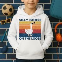 Silly Goose On The Loose Funny Saying Goose Funny Kids Hoodie thumb 2