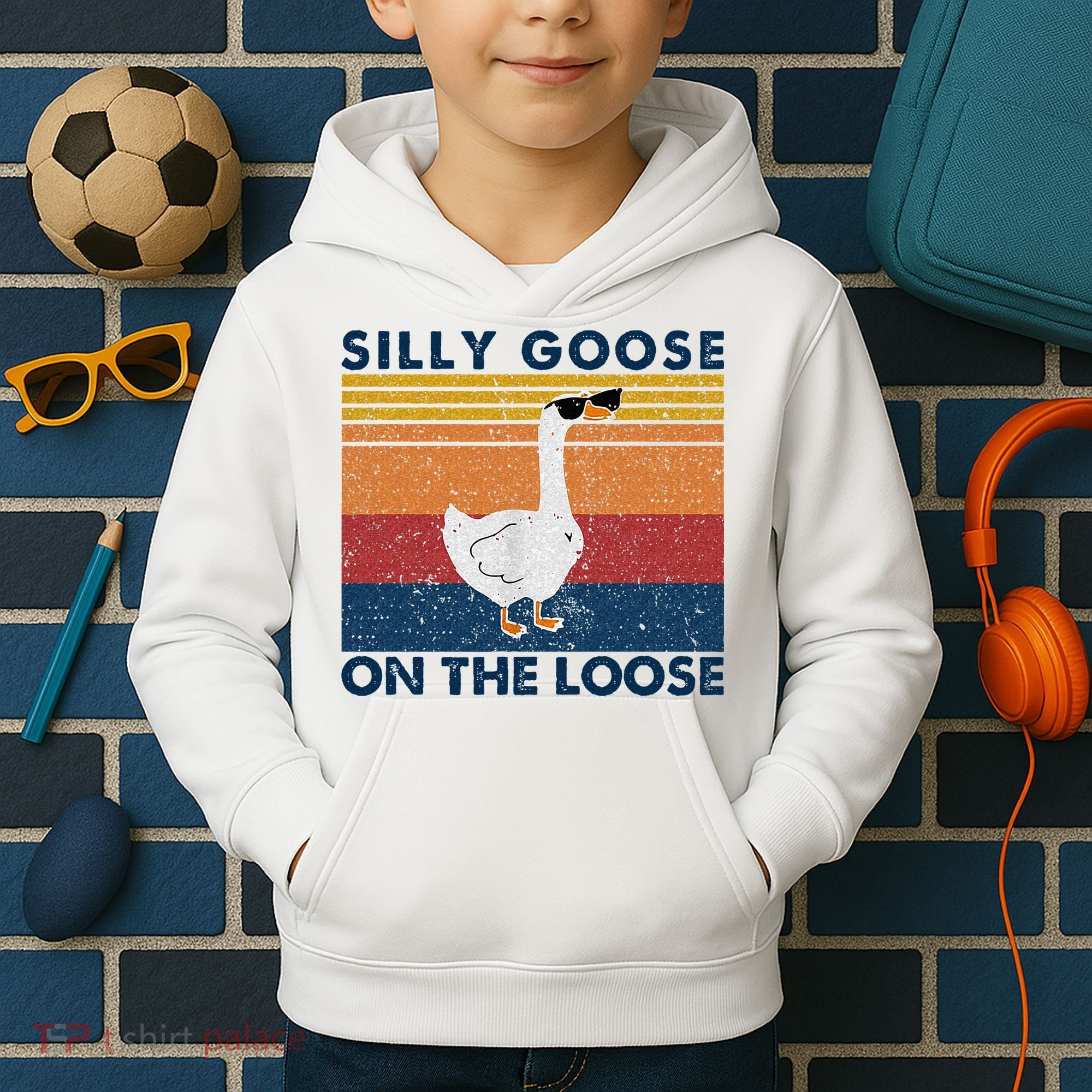 Silly Goose On The Loose Funny Saying Goose Funny Kids Hoodie