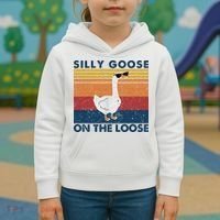 Silly Goose On The Loose Funny Saying Goose Funny Kids Hoodie thumb 3