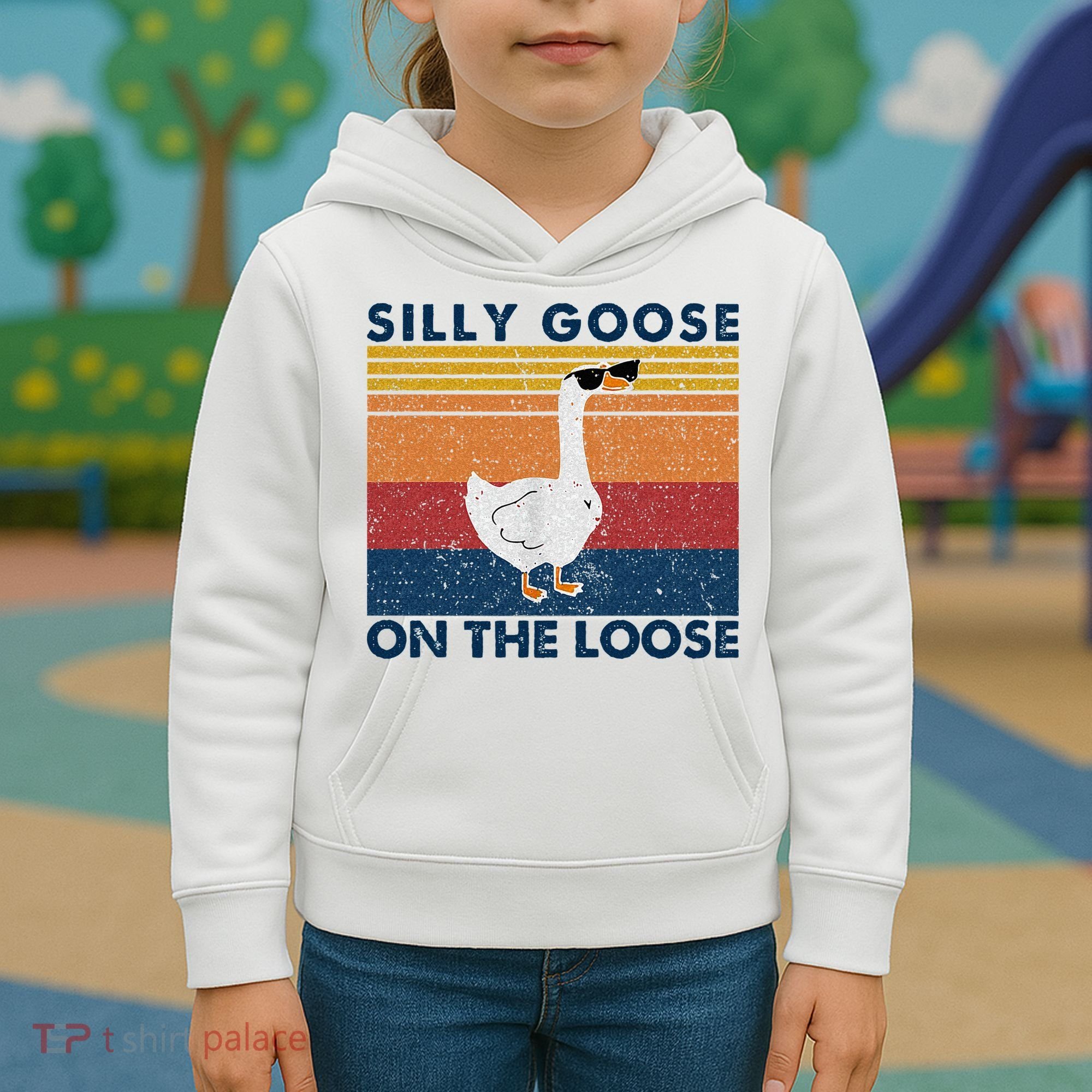 Silly Goose On The Loose Funny Saying Goose Funny Kids Hoodie