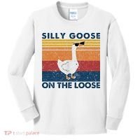 Silly Goose On The Loose Funny Saying Goose Funny Kids Long Sleeve Shirt thumb 0