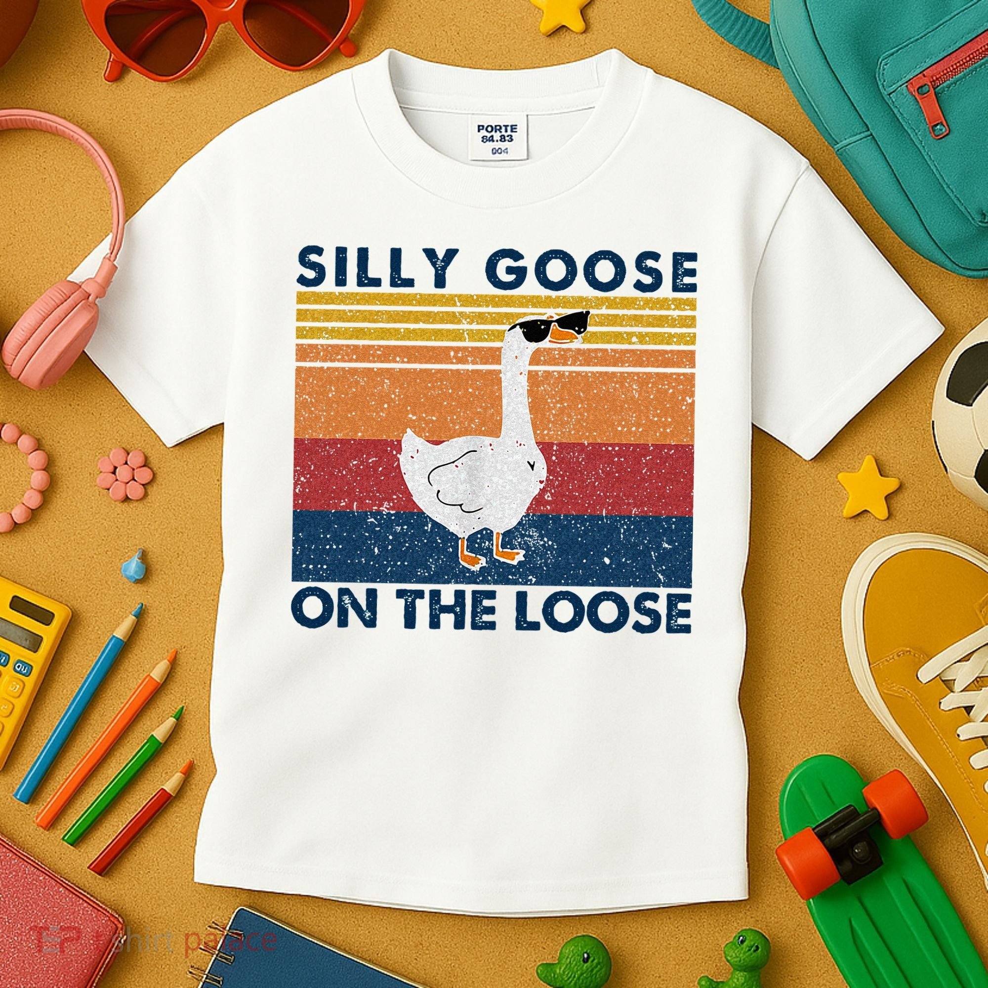 Silly Goose On The Loose Funny Saying Goose Funny Kids T-Shirt