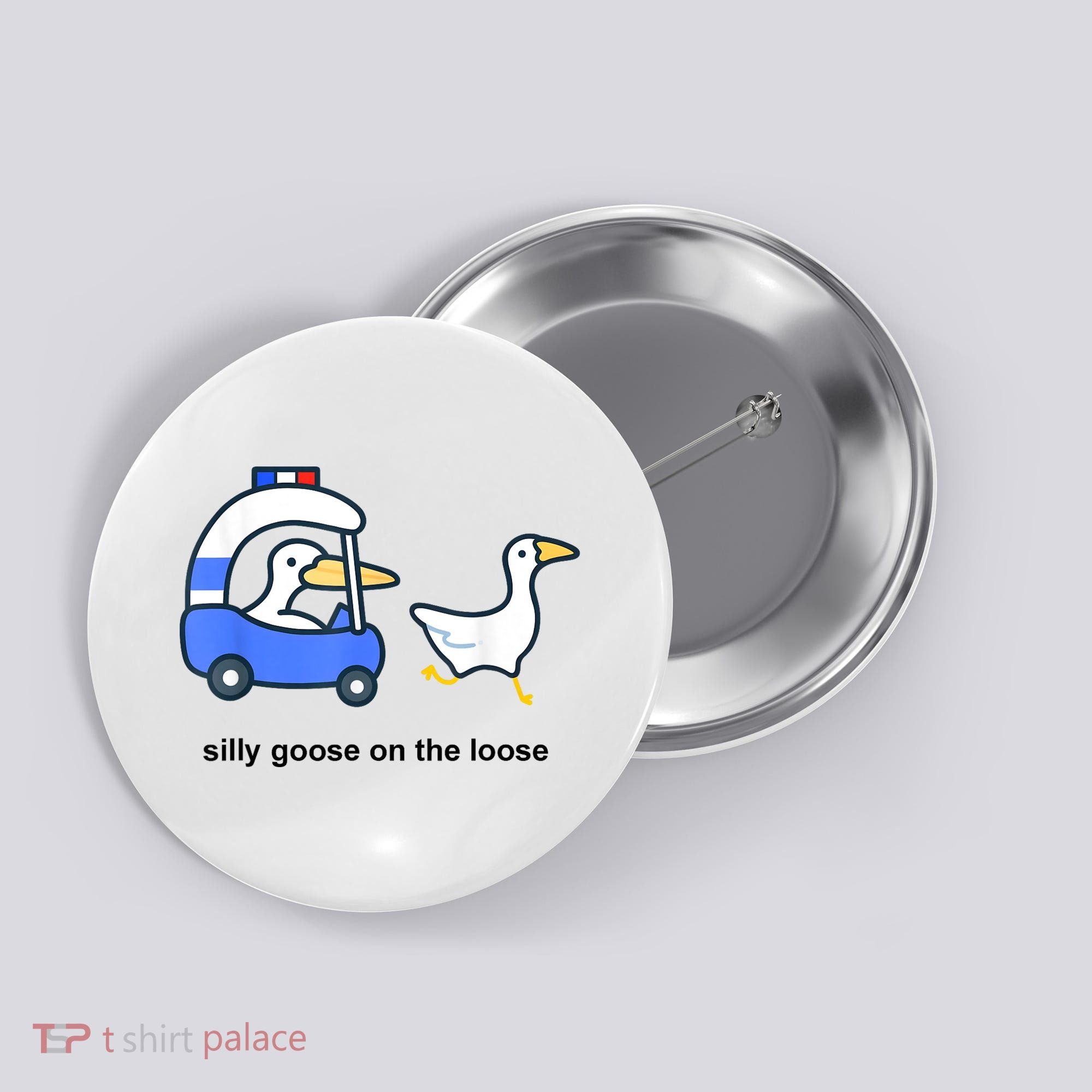 Silly Goose On The Loose Police Car And Duck Button