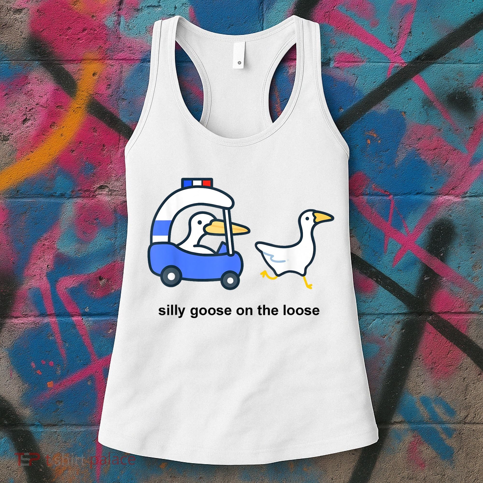 Silly Goose On The Loose Police Car And Duck Women's Tank Top
