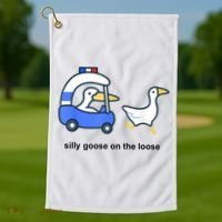 Silly Goose On The Loose Police Car And Duck Golf Towel thumb 1