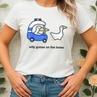 Silly Goose On The Loose Police Car And Duck Women's T-Shirt thumb 2