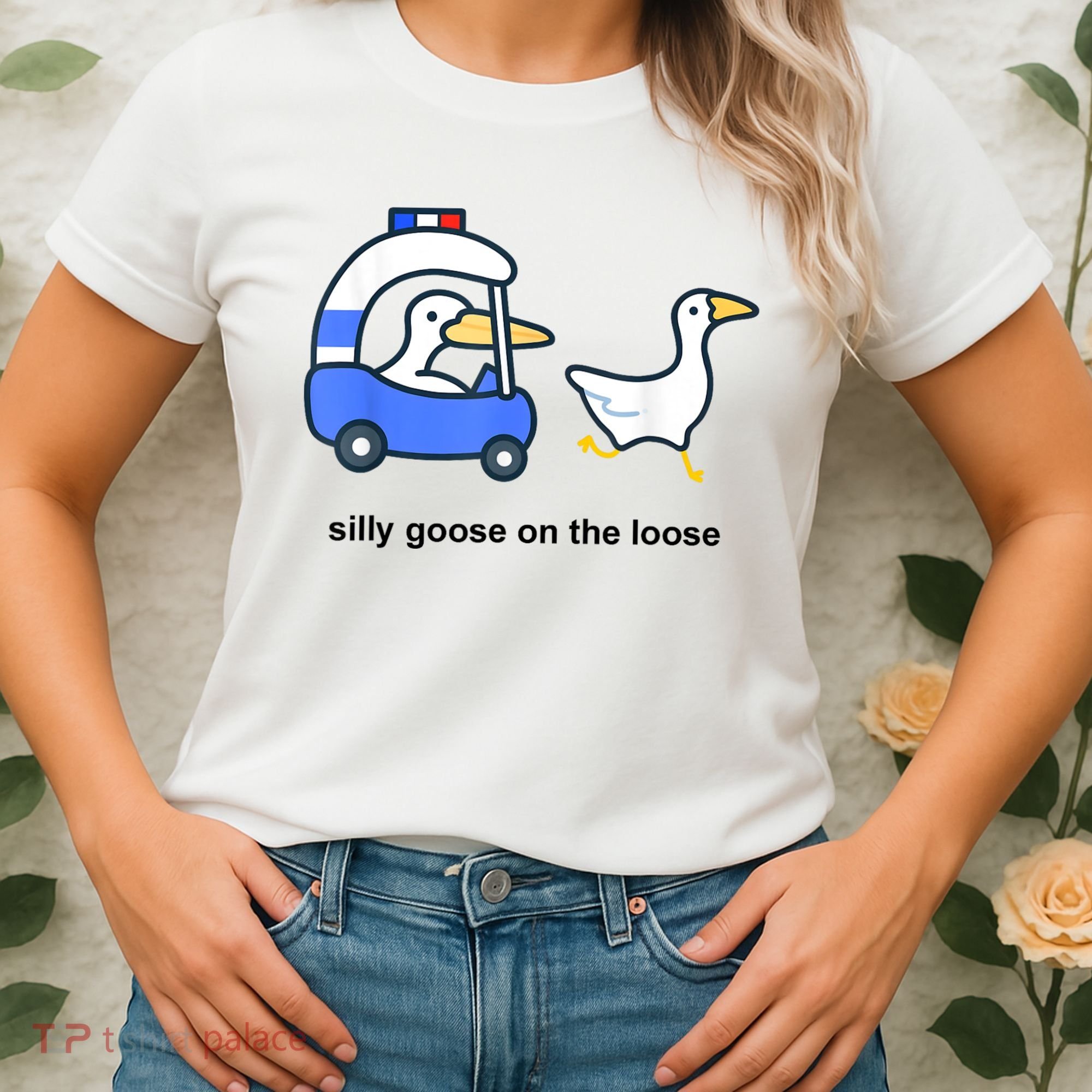 Silly Goose On The Loose Police Car And Duck Women's T-Shirt