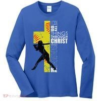 Softball Gifts Players N Christian Religious Women's Long Sleeve Shirt thumb 0