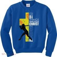 Softball Gifts Players N Christian Religious Kids Sweatshirt thumb 0