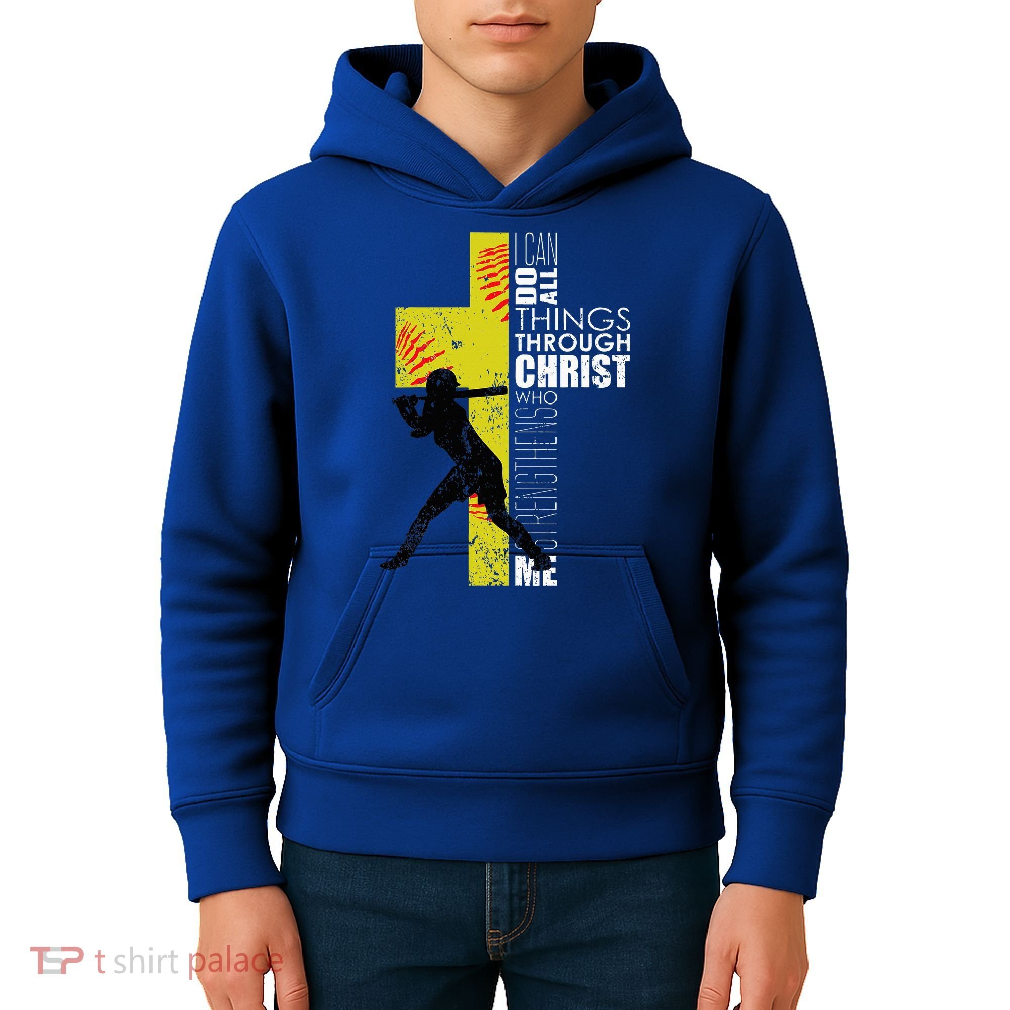Softball Gifts Players N Christian Religious Kids Hoodie