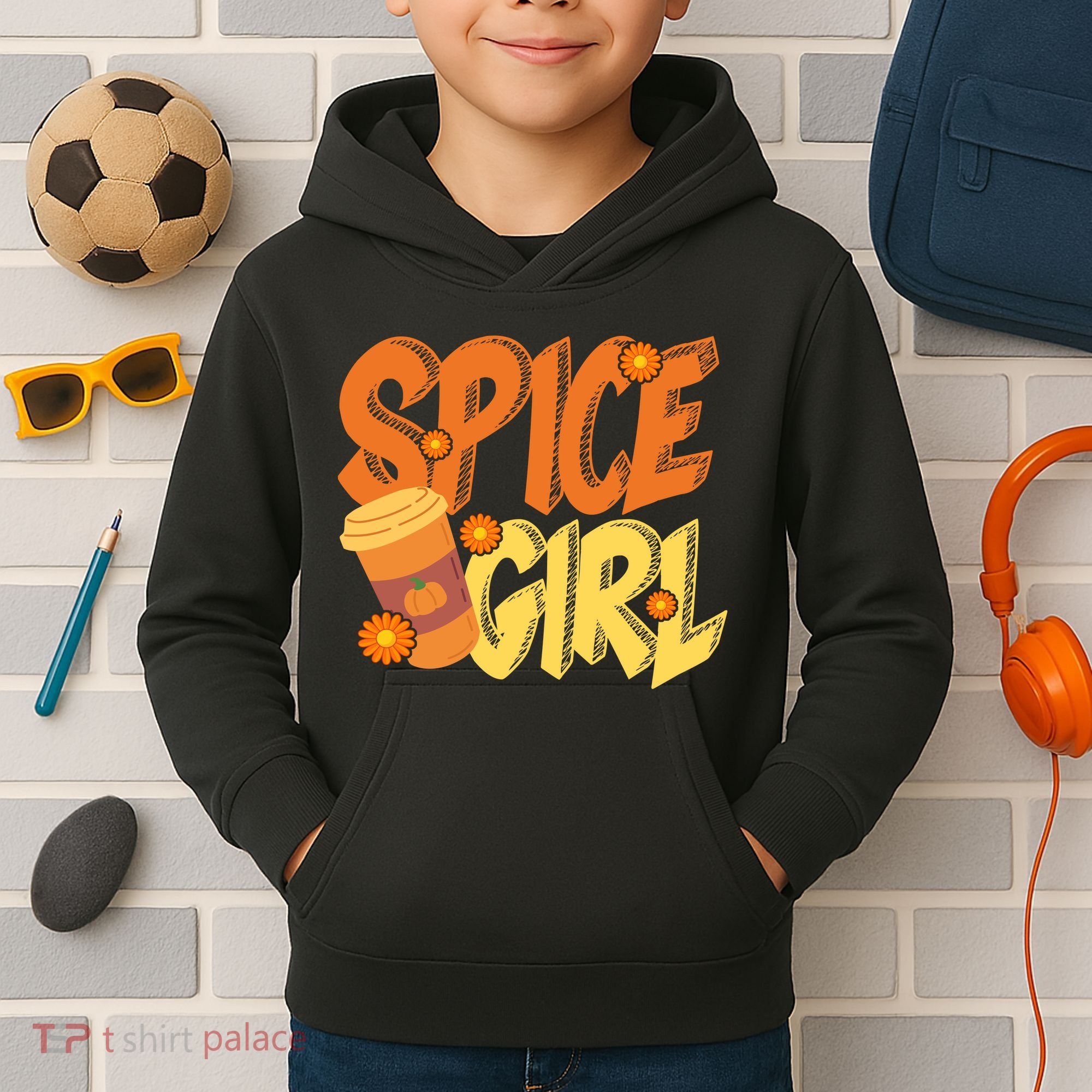 Spice Girl Pumpkin Coffee Lover Fall Kids Hoodie