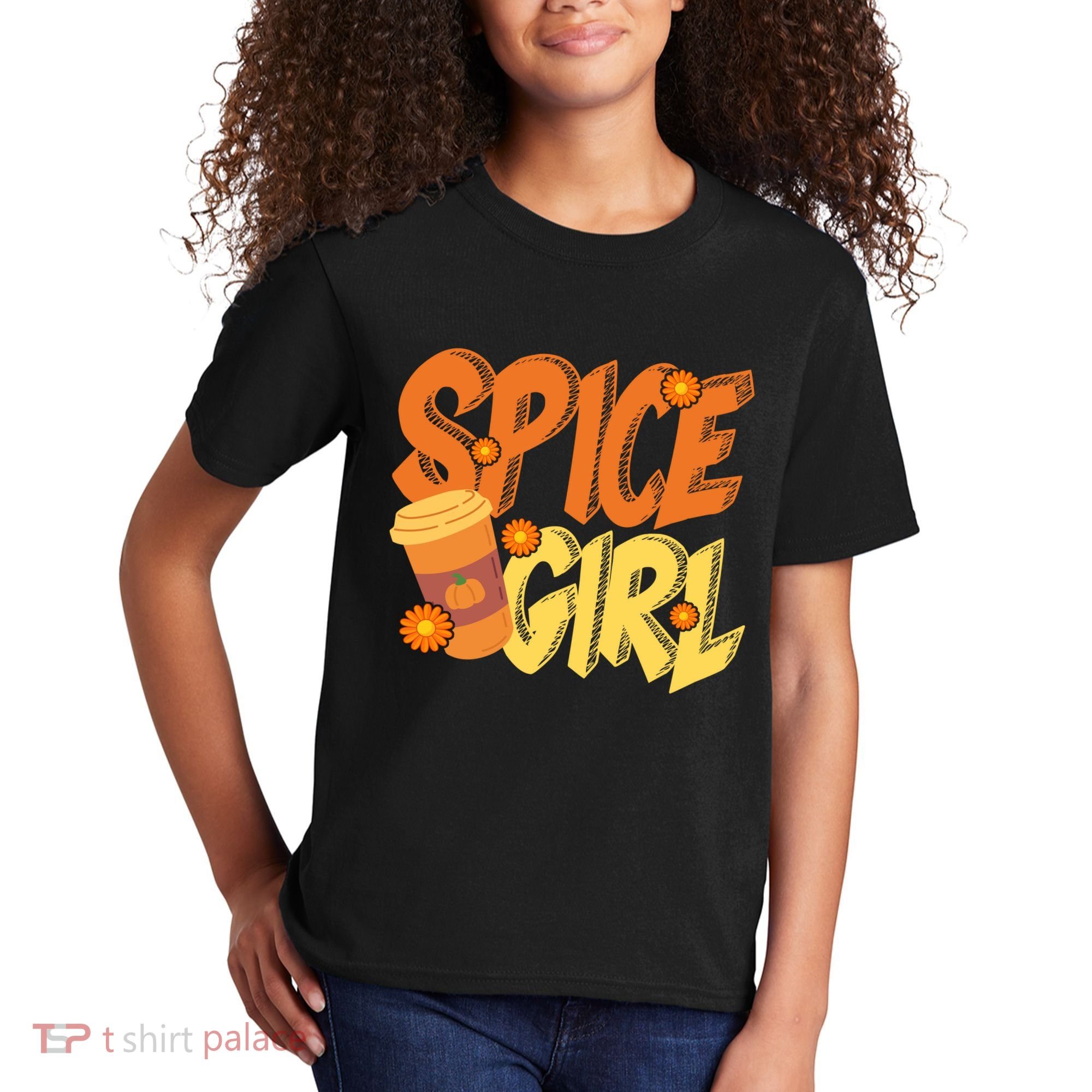 Spice Girl Pumpkin Coffee Lover Fall Kids T-Shirt