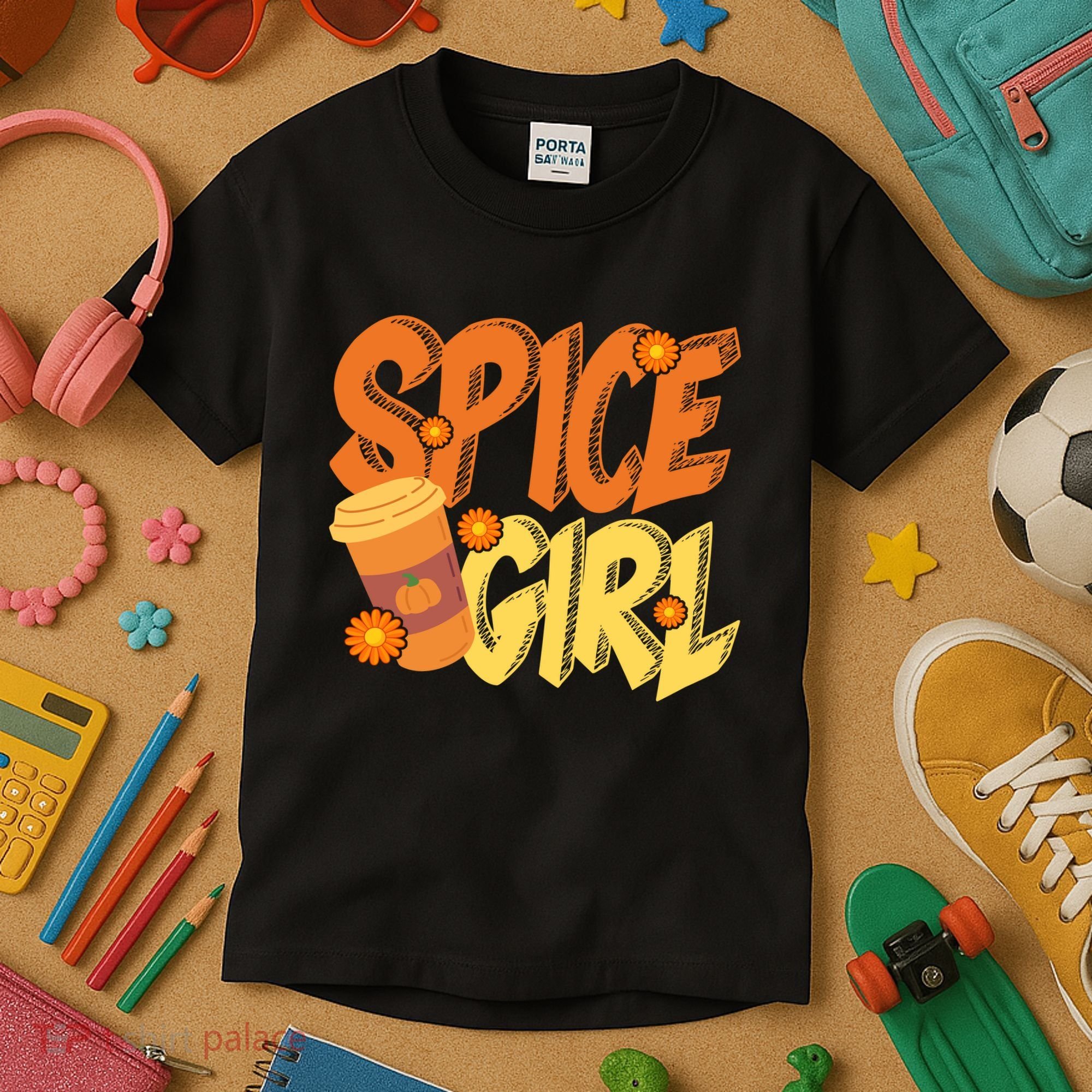 Spice Girl Pumpkin Coffee Lover Fall Kids T-Shirt
