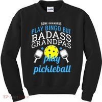 Some Grandpas Play Bingo But Badass Grandpas Play Pickleball Kids Sweatshirt thumb 0