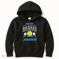 Some Grandpas Play Bingo But Badass Grandpas Play Pickleball Kids Hoodie thumb 0