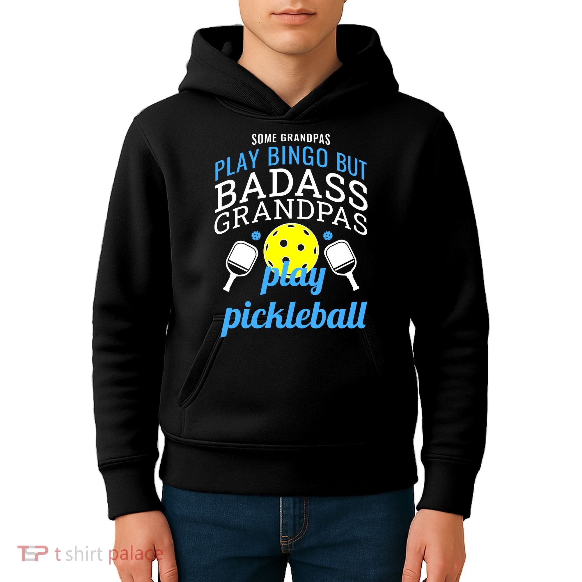 Some Grandpas Play Bingo But Badass Grandpas Play Pickleball Kids Hoodie