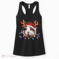 Santa Guinea Pig Christmas Lights Guinea Pig Reindeer Xmas Women's Tank Top thumb 0