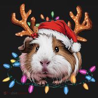 Santa Guinea Pig Christmas Lights Guinea Pig Reindeer Xmas Women's Tank Top thumb 5
