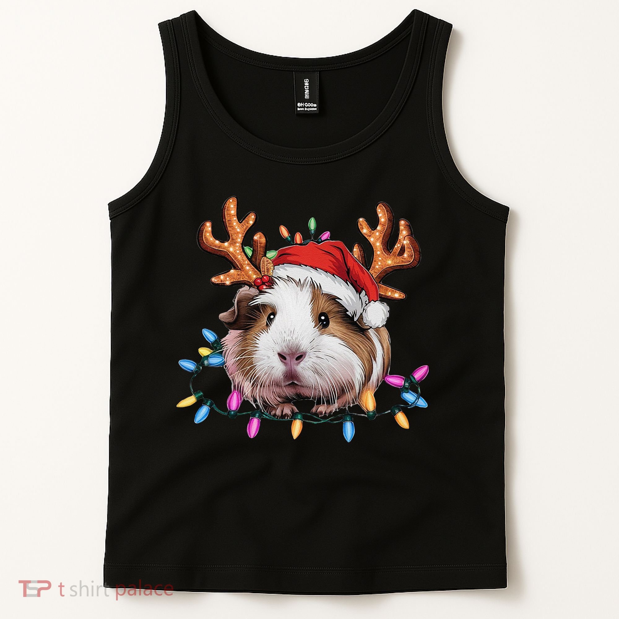 Santa Guinea Pig Christmas Lights Guinea Pig Reindeer Xmas Tank Top