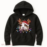 Santa Guinea Pig Christmas Lights Guinea Pig Reindeer Xmas Kids Hoodie thumb 0