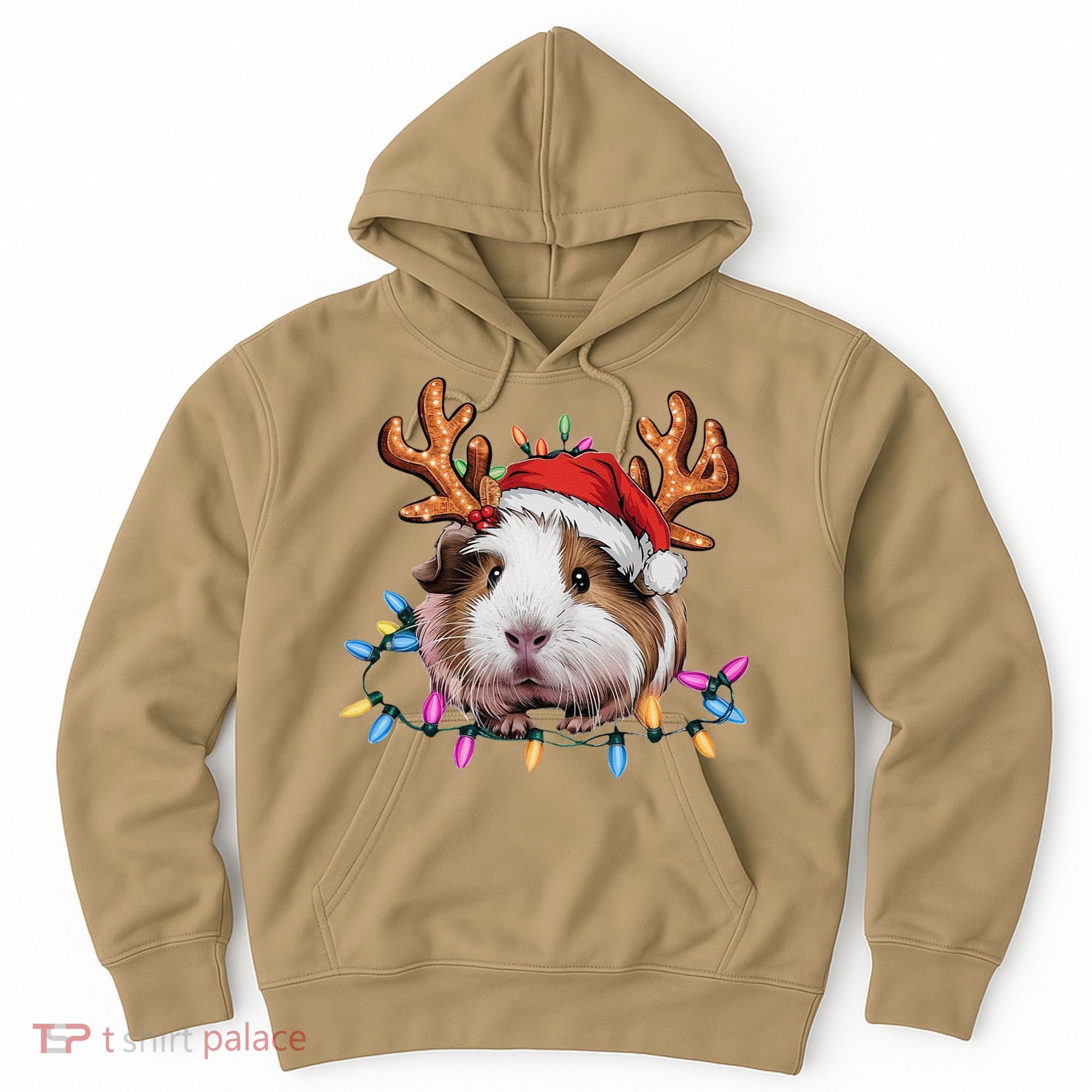 Santa Guinea Pig Christmas Lights Guinea Pig Reindeer Xmas Hoodie