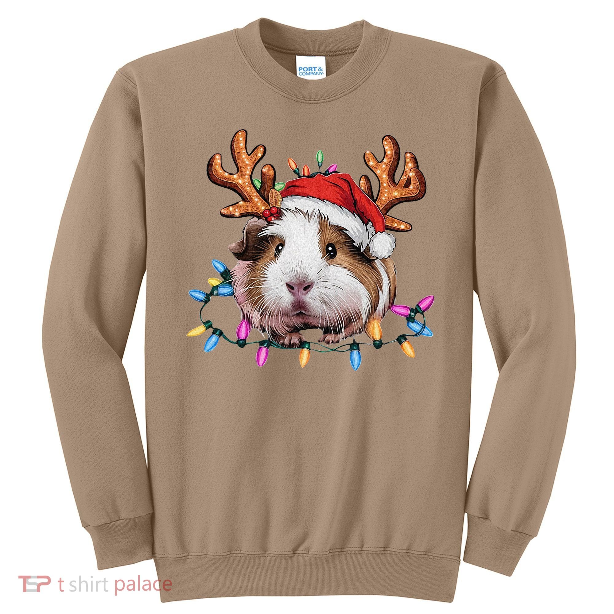 Santa Guinea Pig Christmas Lights Guinea Pig Reindeer Xmas Sweatshirt