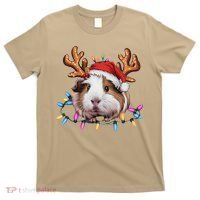 Santa Guinea Pig Christmas Lights Guinea Pig Reindeer Xmas T-Shirt thumb 0