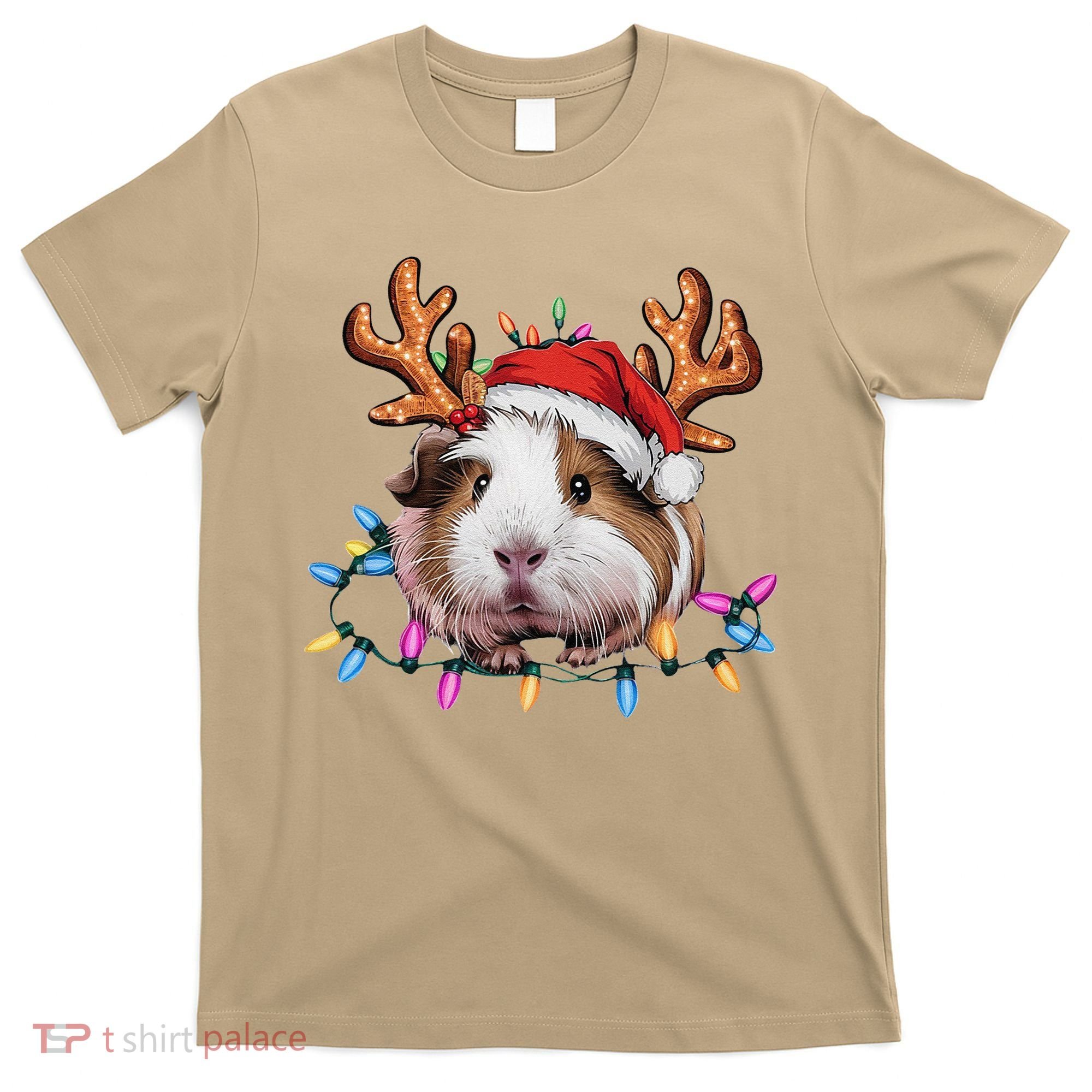 Santa Guinea Pig Christmas Lights Guinea Pig Reindeer Xmas T-Shirt