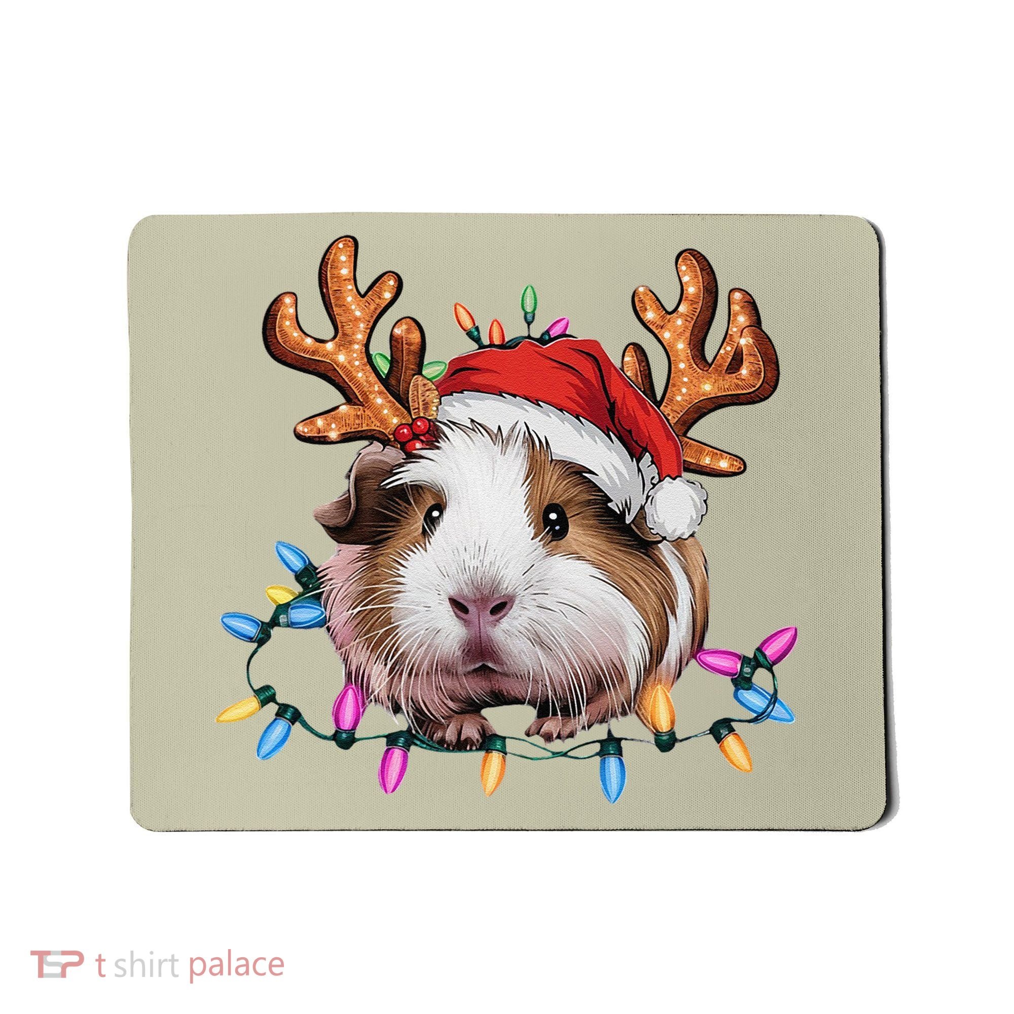 Santa Guinea Pig Christmas Lights Guinea Pig Reindeer Xmas Mousepad