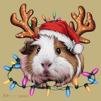 Santa Guinea Pig Christmas Lights Guinea Pig Reindeer Xmas Kids T-Shirt thumb 2