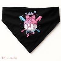 Softball Girl Player Vibes Coquette Bow Softball Mama USA-Made Doggie Bandana thumb 0