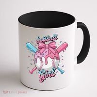 Softball Girl Player Vibes Coquette Bow Softball Mama Coffee Mug thumb 1