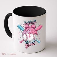 Softball Girl Player Vibes Coquette Bow Softball Mama Coffee Mug thumb 0
