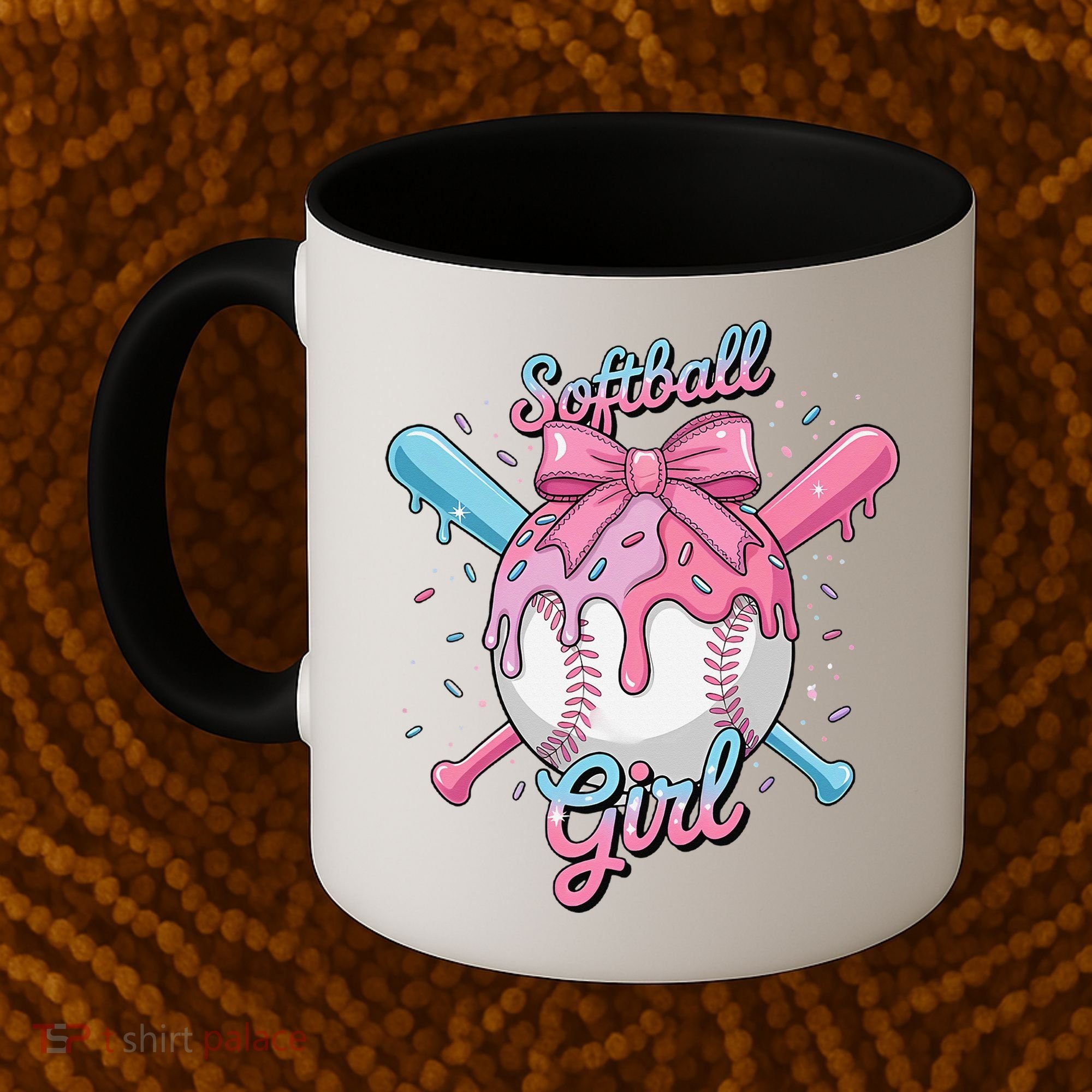 Softball Girl Player Vibes Coquette Bow Softball Mama Coffee Mug