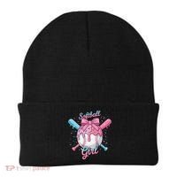 Softball Girl Player Vibes Coquette Bow Softball Mama Beanie thumb 0
