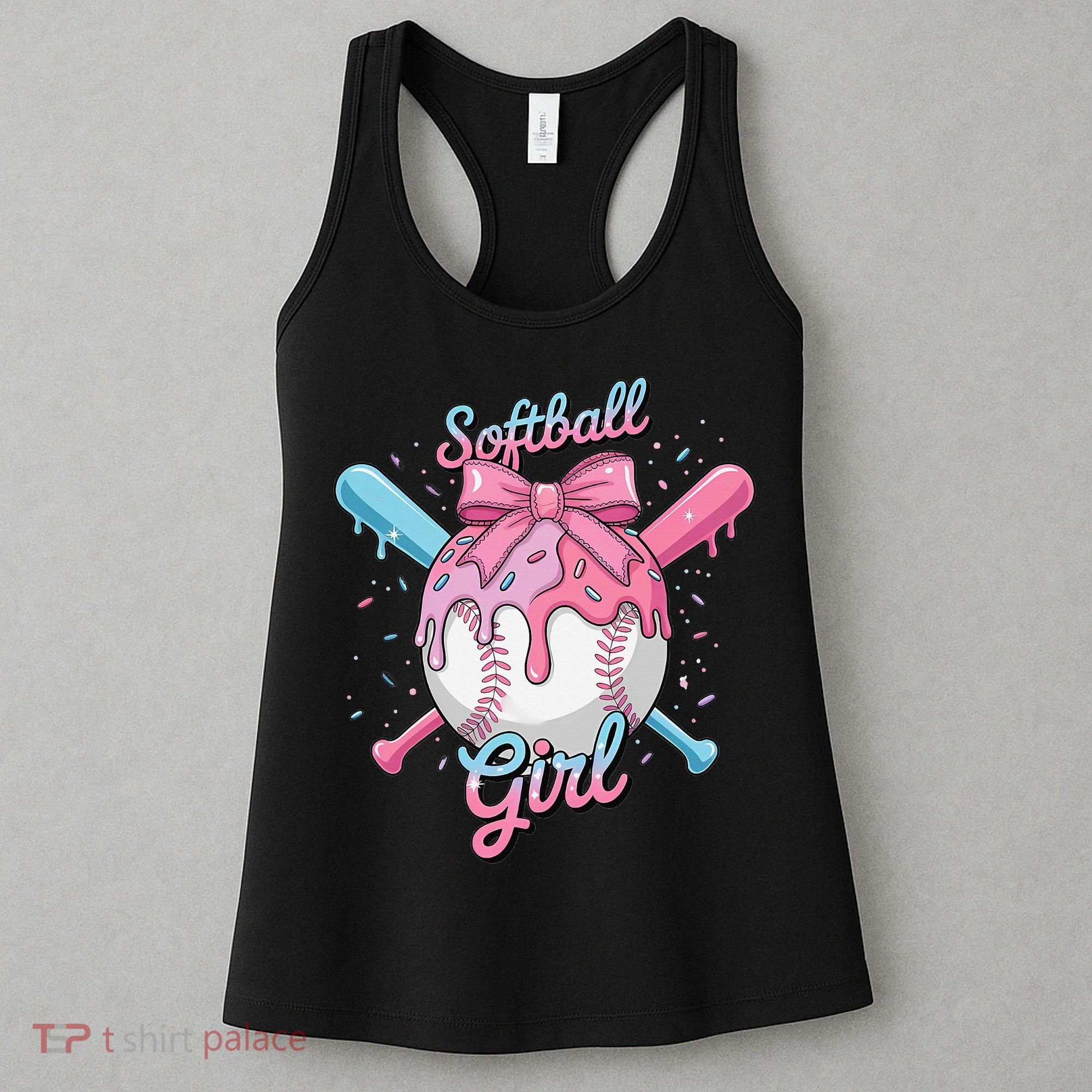 Softball Girl Player Vibes Coquette Bow Softball Mama Women's Tank Top