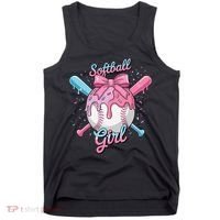 Softball Girl Player Vibes Coquette Bow Softball Mama Tank Top thumb 0