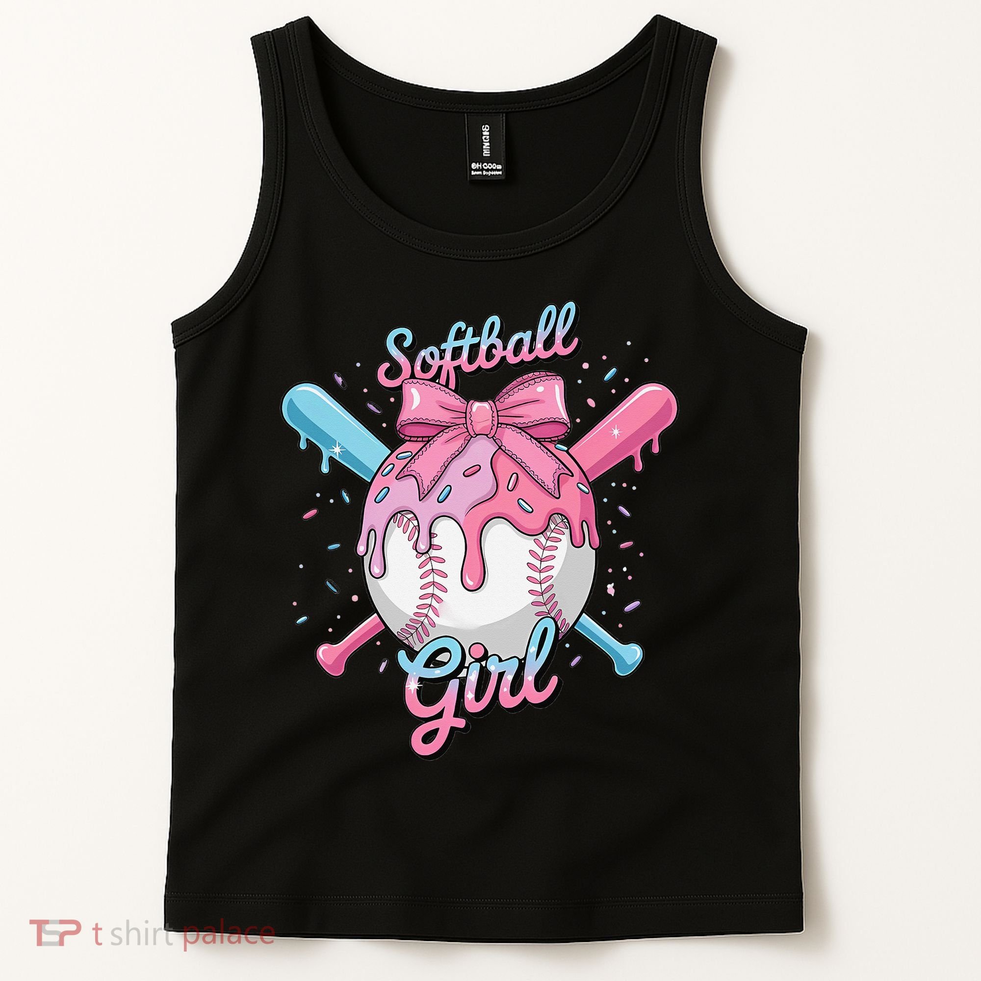 Softball Girl Player Vibes Coquette Bow Softball Mama Tank Top