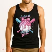 Softball Girl Player Vibes Coquette Bow Softball Mama Tank Top thumb 3