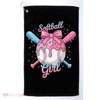 Softball Girl Player Vibes Coquette Bow Softball Mama Golf Towel thumb 0